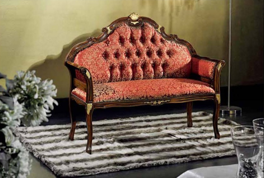 Two-seater sofa with a decorative pattern, Mirandola Export