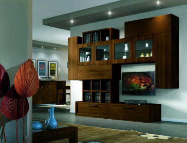Modular storage system in walnut veneer shade tobacco Giselle, Arve Style