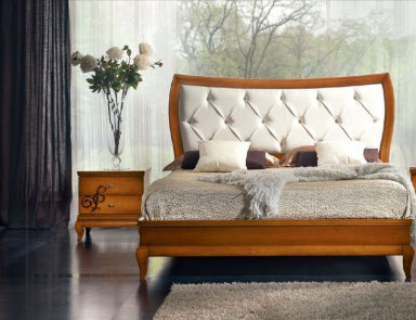Bed in walnut veneer and eco-leather Mir?, Arve Style