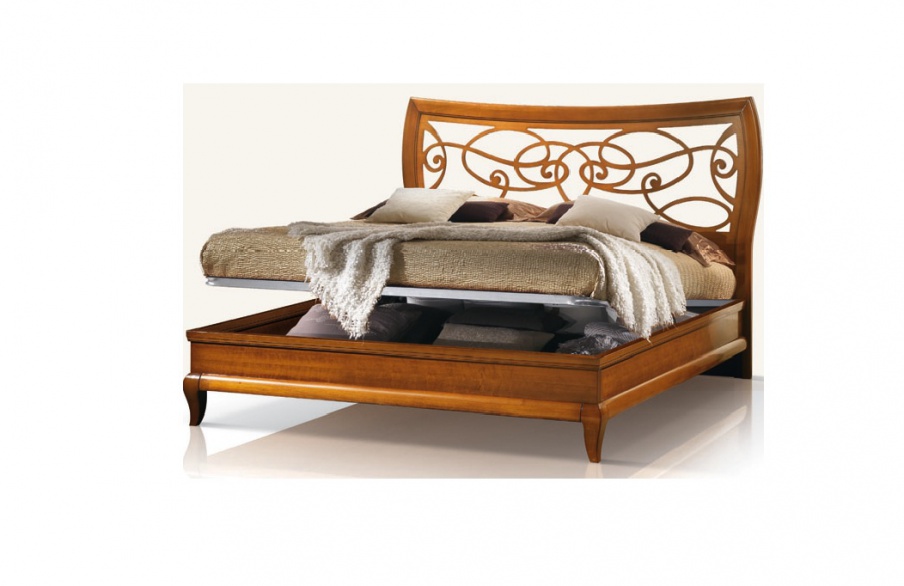 Bed with carved headboard Mir?, Arve Style