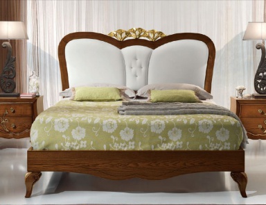 Bed in walnut veneer and gold Chantal, Arve Style