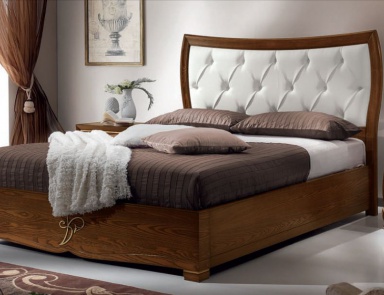 Bed with headboard upholstered in eco-leather Chantal, Arve Style (glamorous bedroom furniture)