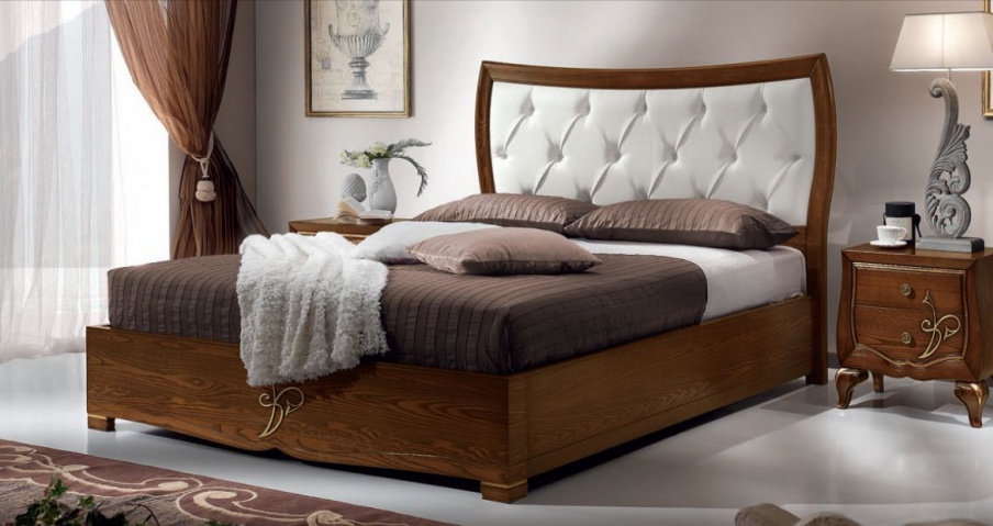 Bed with headboard upholstered in eco-leather Chantal, Arve Style