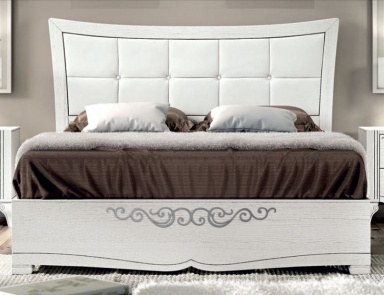 Bed with high upholstered headboard with stitch-Capito Chantal, Arve Style