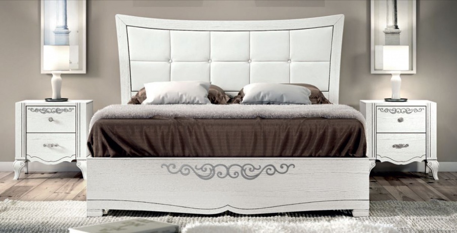 Bed with high upholstered headboard with stitch-Capito Chantal, Arve Style