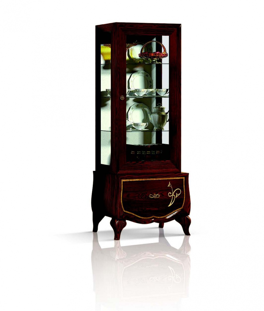 Showcase in veneer with a single sash of glass Chantal, Arve Style