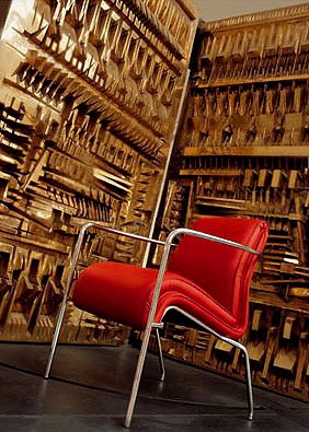 Armchair with metal frame upholstered in Eco leather, Mascheroni