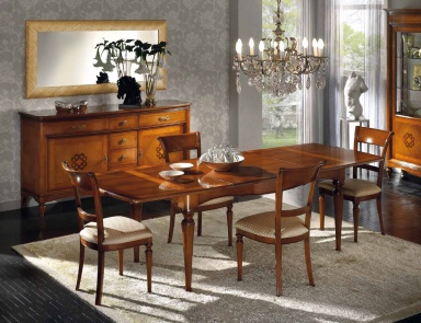 Set for the dining room in glossy veneer with inlaid Chanel, Arve Style