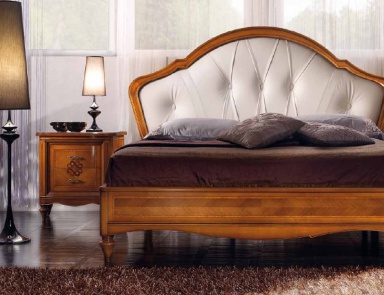 Bed with high upholstered headboard in eco-leather Chanel Style Arve