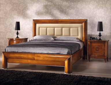 Bed with high headboard in the decoration of beige eco-leather Chanel Style Arve