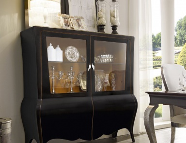 Sideboard with doors and shelves of glass New Romantic, Arve Style