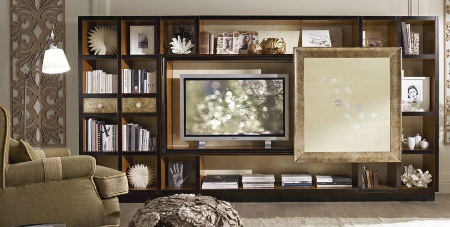 Rack for TV in shades of ivory and black New Romantic, Arve Style