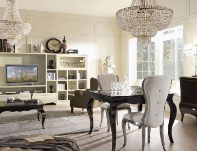 Set for the dining room in shades of black and ivory New Romantic, Arve Style