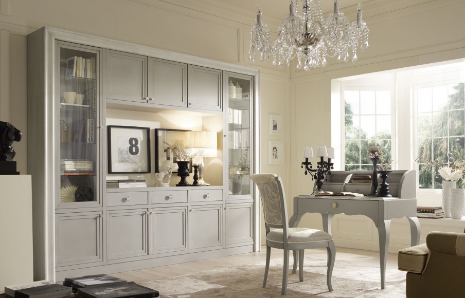 Shelving in gray lacquer shade New Romantic, Arve Style