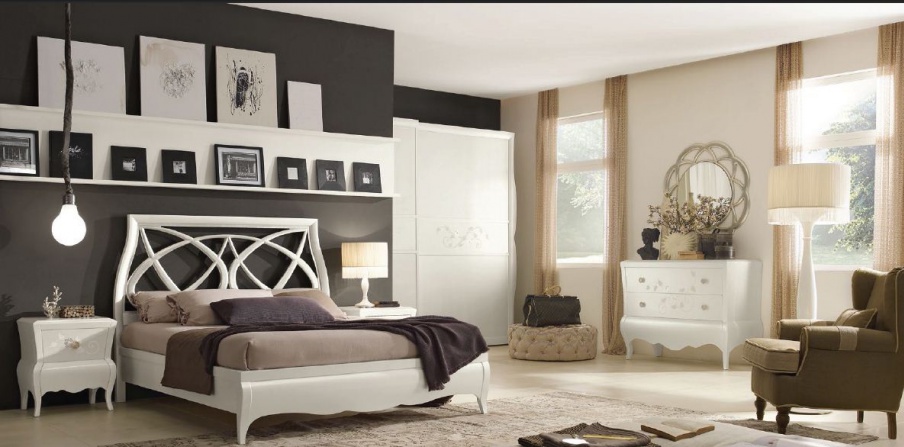 Set for bedroom in white New Romantic, Arve Style