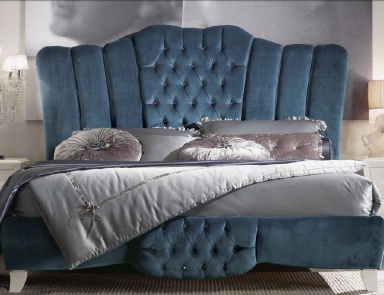 Bed with with stitch-Capito blue in the shade New Romantic, Arve Style