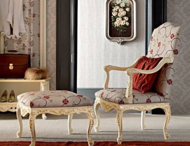 Chair with Ottoman Casanova, Modenese Gastone  (armchair with pouf)