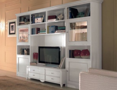 Modular system for TV profiled in white lacquer, Arve Style