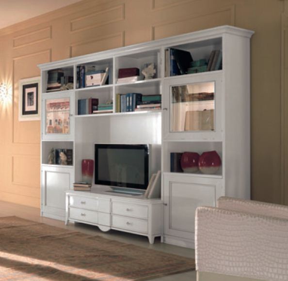 Modular system for TV profiled in white lacquer, Arve Style