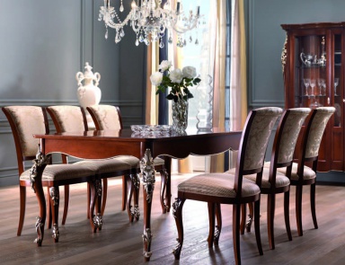 For dining room set in walnut veneer with silver foil Venere, Arve Style