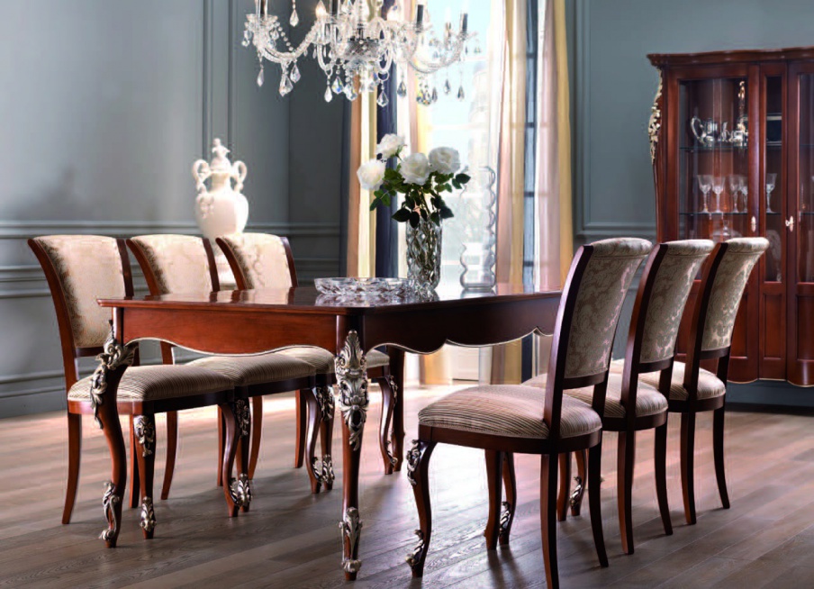 For dining room set in walnut veneer with silver foil Venere, Arve Style