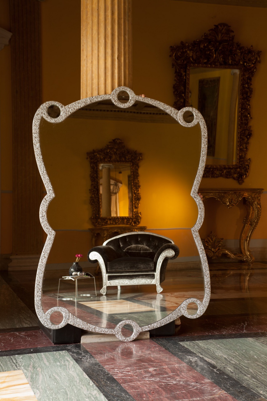 Mirror in silver frame, Domingo Salotti