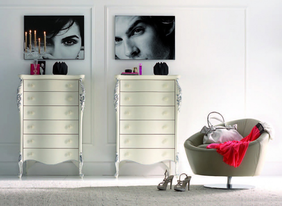 Dresser with 6 drawers in white colour Venere, Arve Style