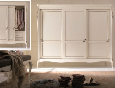 Wardrobe in white with sliding shutters Venere, Arve Style. (glamorous furniture)