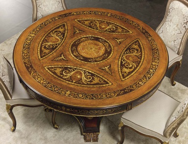 Table with inlay and carvings in gold leaf Orpheo Maggiolini, Arve Style
