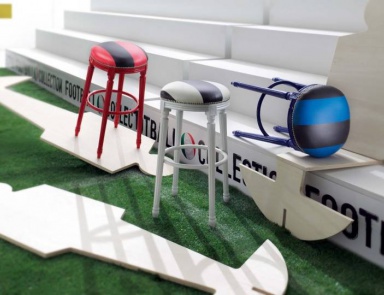 Stool with frame made of solid wood Wordl Cup, Modenese Gastone 