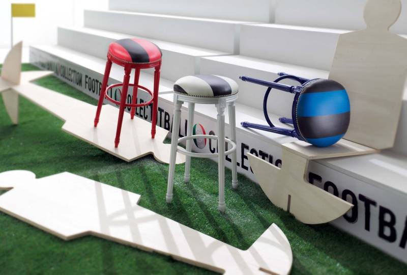 Stool with frame made of solid wood Wordl Cup, Modenese Gastone 