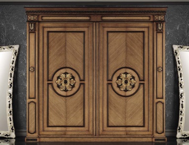 Wardrobe with sliding doors in veneer and gilt Twin, Arve Style