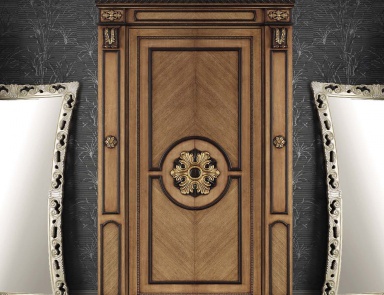 Wardrobe with a sliding door in veneer and gilt Twin, Arve Style