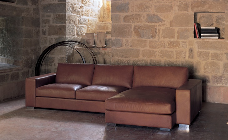 Corner sofa in leather / textile upholstery, SUPEROTTO - Valdichienti