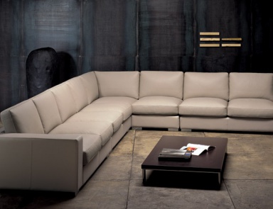 Corner sofa in leather / textile upholstery, SUPEROTTO - Valdichienti