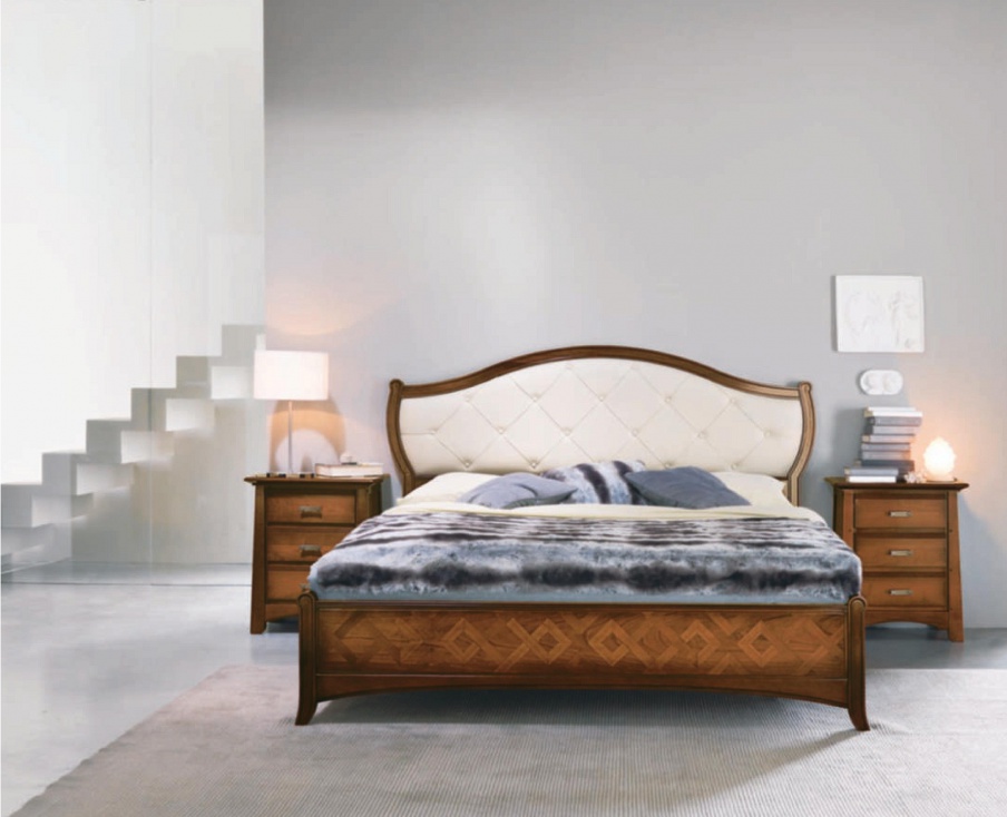Set for bedroom wood and eco-leather Naima, Arve Style