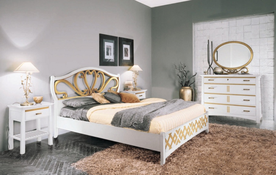 Set for bedroom in white and Golden tones Naima, Arve Style
