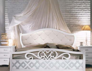 Bed with headboard upholstered in eco-leather Naima, Arve Style