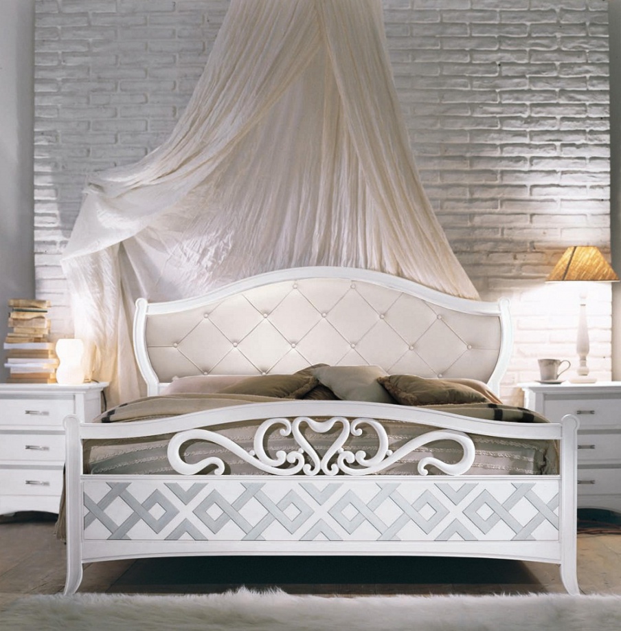 Bed with headboard upholstered in eco-leather Naima, Arve Style