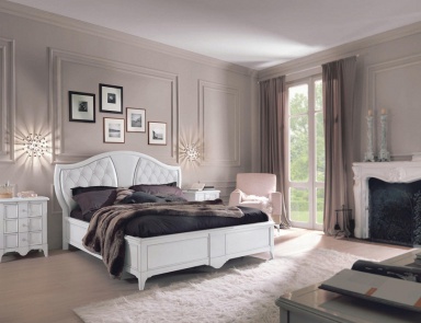 Bed with headboard upholstered in eco-leather with padding Salieri