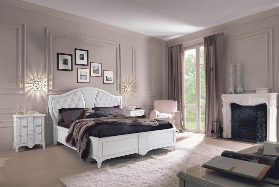 Bed with headboard upholstered in eco-leather with padding Salieri