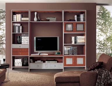 Modular system with shelves for TV, Mirandola Export