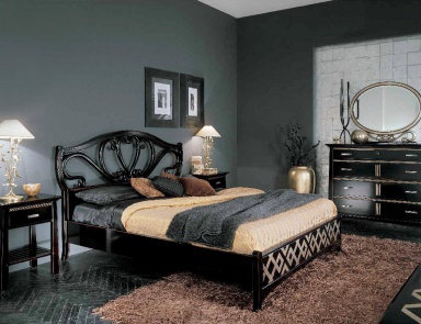 Bedroom set with inlaid silver tone wenge Naima, Arve Style