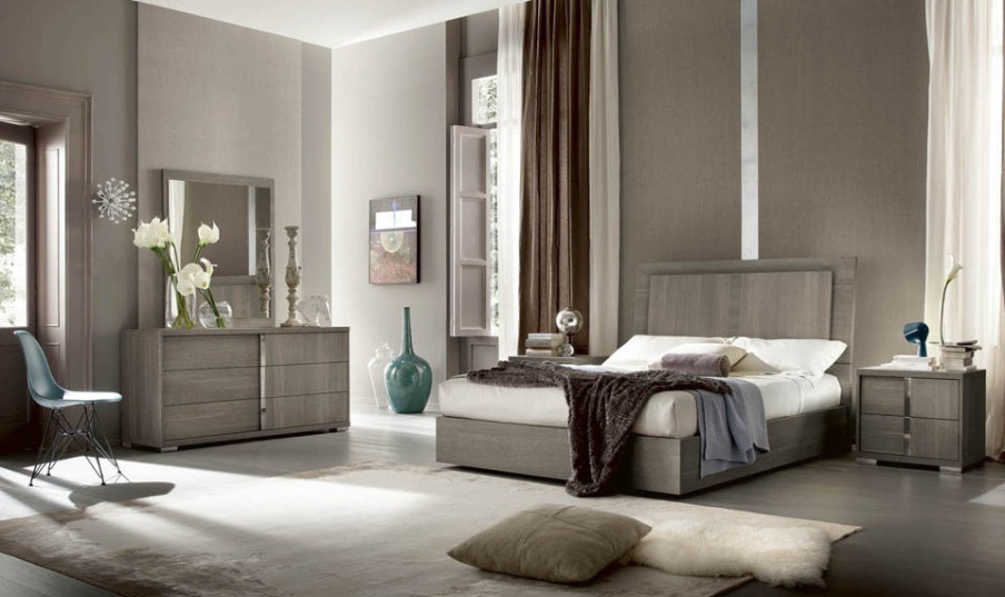 Set for bedroom in veneer shade of gray, Tivoli, Alf