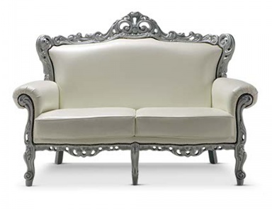 Sofa in leather upholstery Barokko, Domingo Salotti