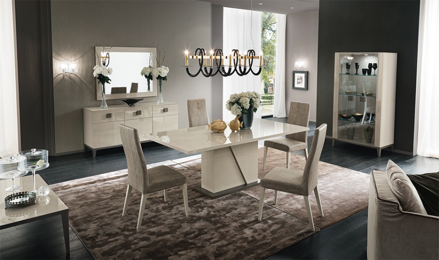 Set for the dining room in veneer and varnish in the shade ivory Mont Blanc, Alf