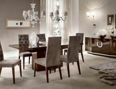 Set for the dining room in veneer with metal decor Daphne, Alf