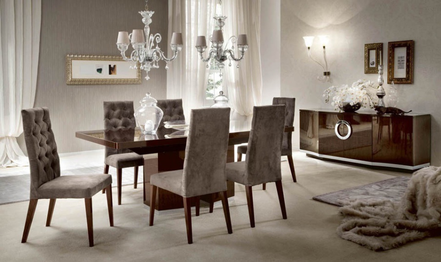 Set for the dining room in veneer with metal decor Daphne, Alf