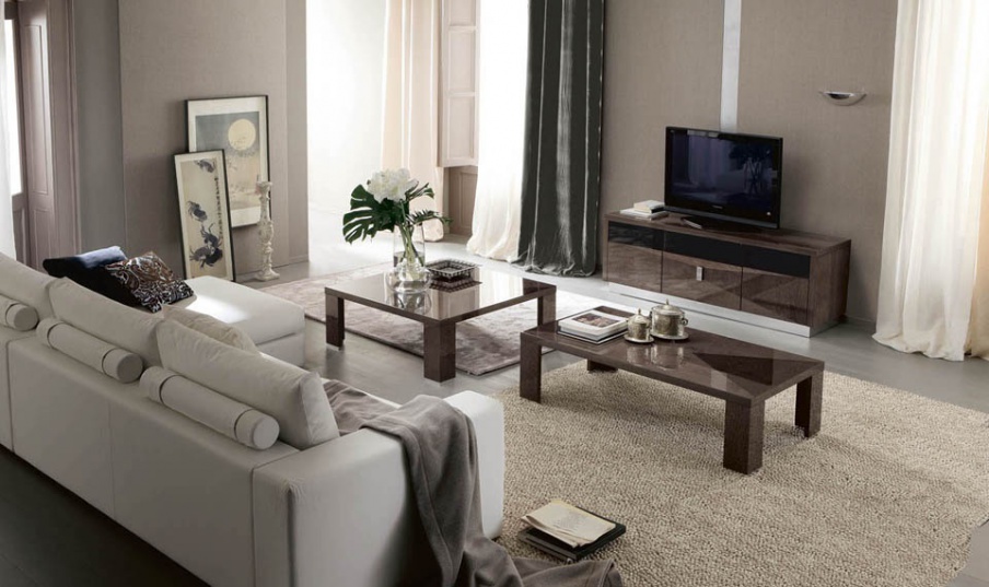 Sofa set in veneer finish with metal elements Eva, Alf