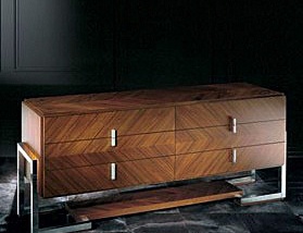 The drawers on chrome metal legs-runners, AXOCA - Smania